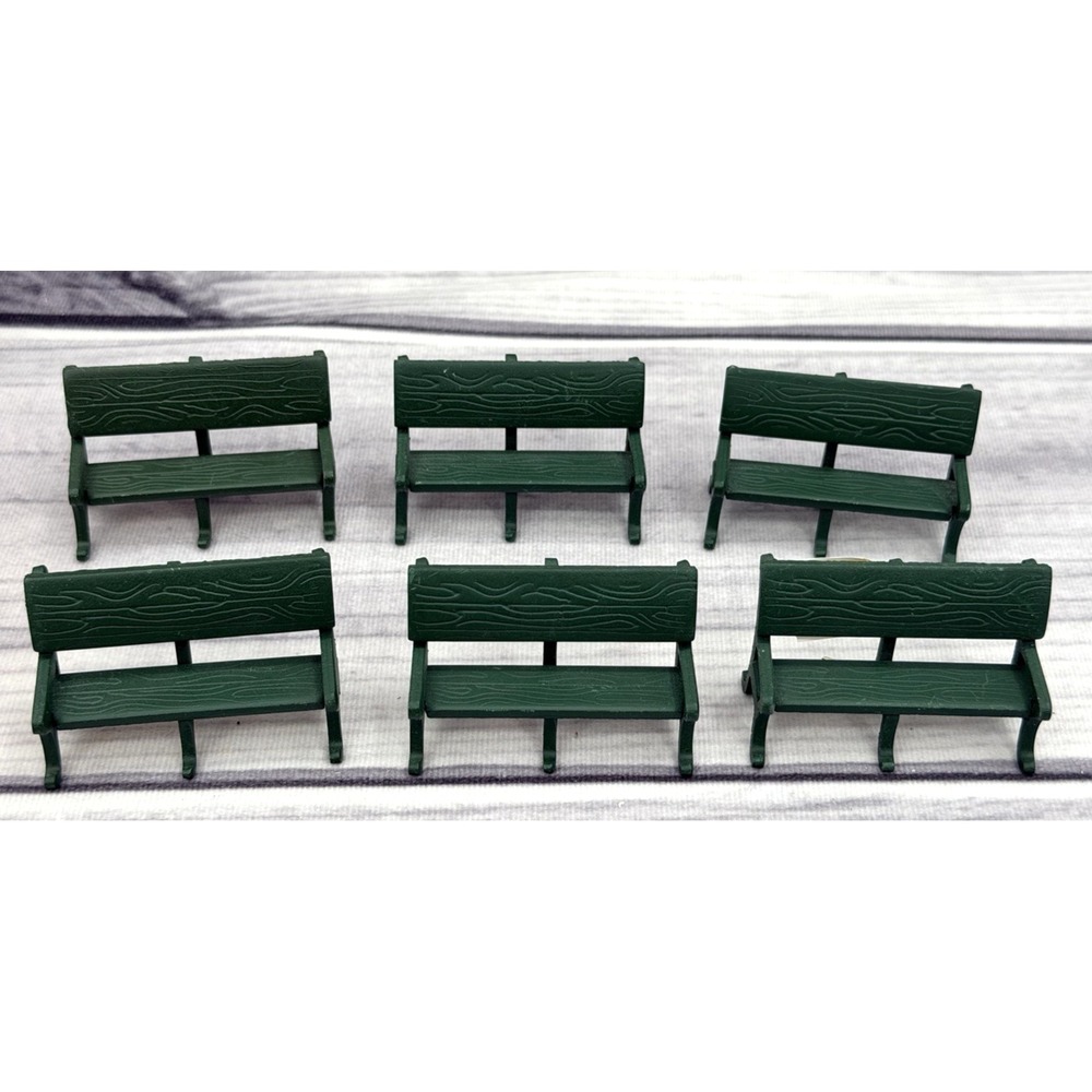 LOT OF 6 DEPT 56 CHRISTMAS VILLAGE METAL PARK BENCHES -‎ DARK GREEN